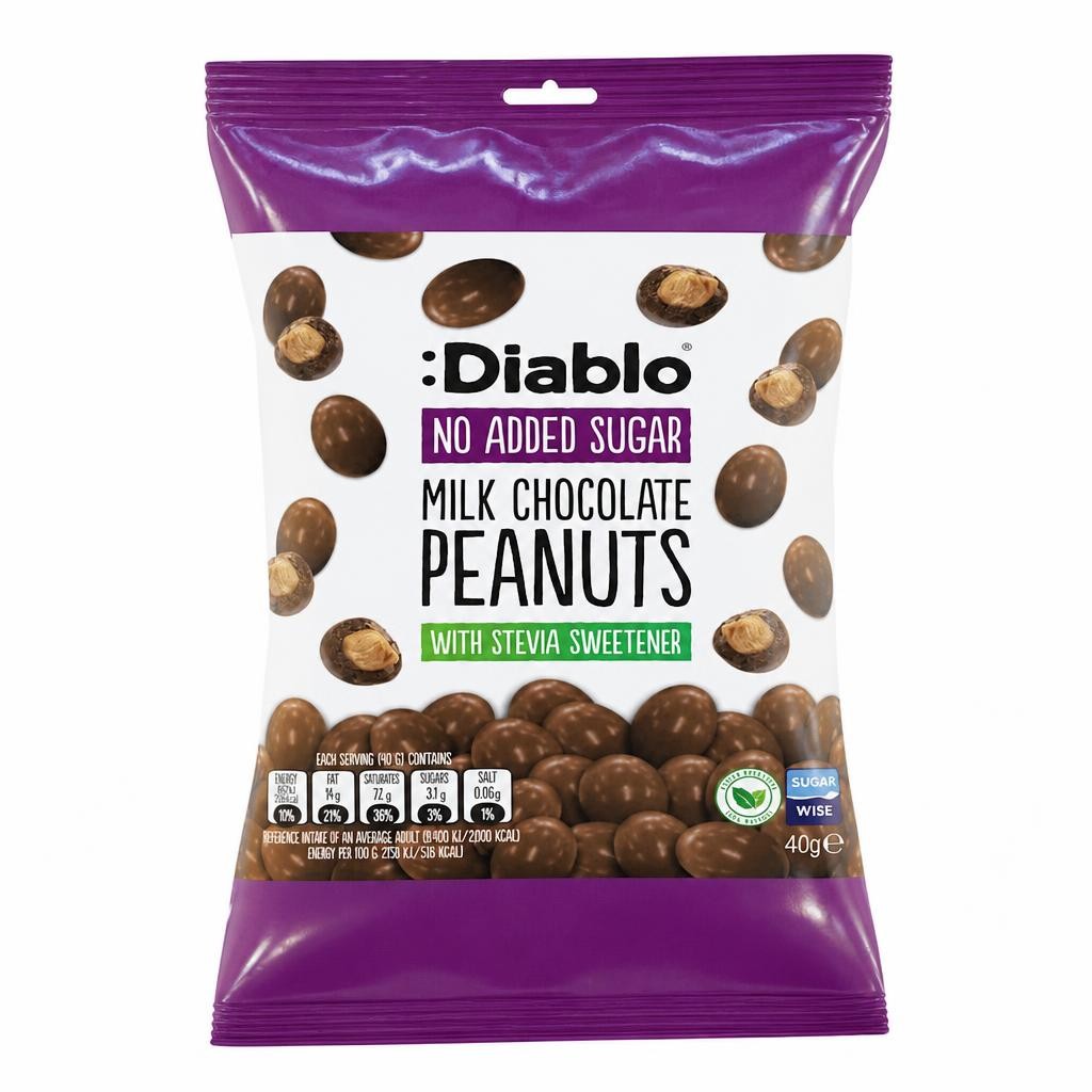 Diablo No Added Sugar Milk Chocolate Peanuts 40g