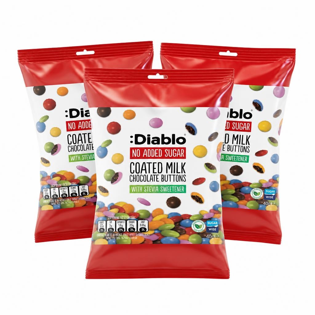 Diablo No Added Sugar Milk Chocolate Buttons 40g 3 Pack