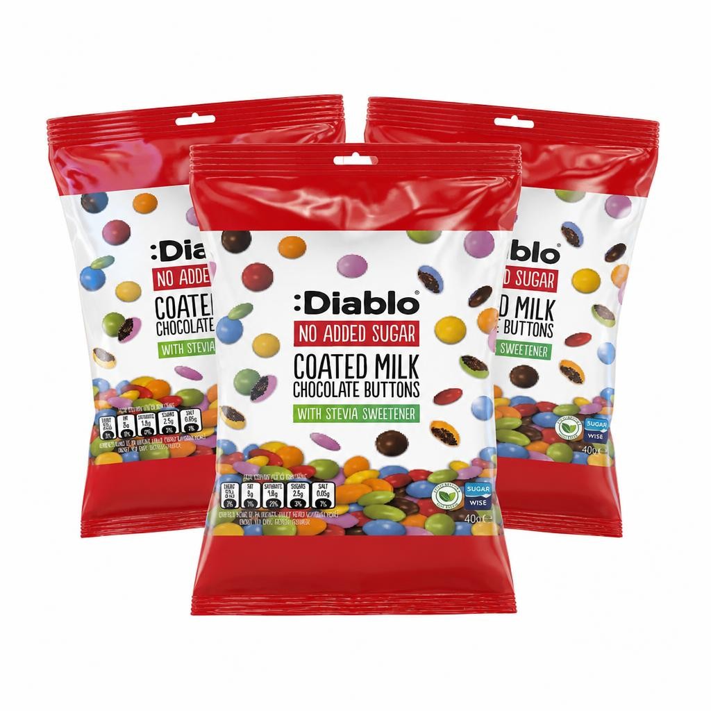 Diablo No Added Sugar Milk Chocolate Buttons 40g 3 Pack