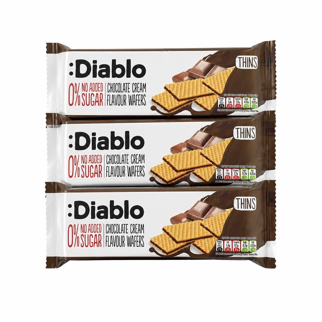 Diablo No Added Sugar Chocolate Cream Wafer Thins 150g 4 Pack