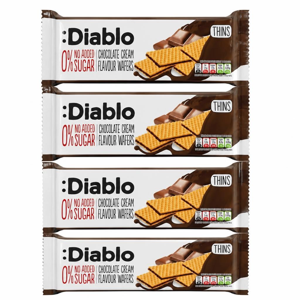 Diablo No Added Sugar Chocolate Cream Wafer Thins 150g 4 Pack