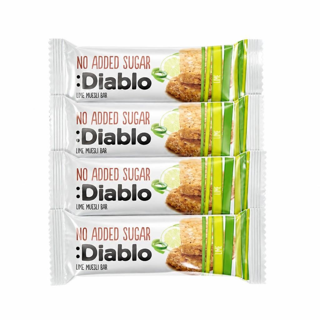 Diablo No Added Sugar Lime Muesli Bar 30g 4 Pack