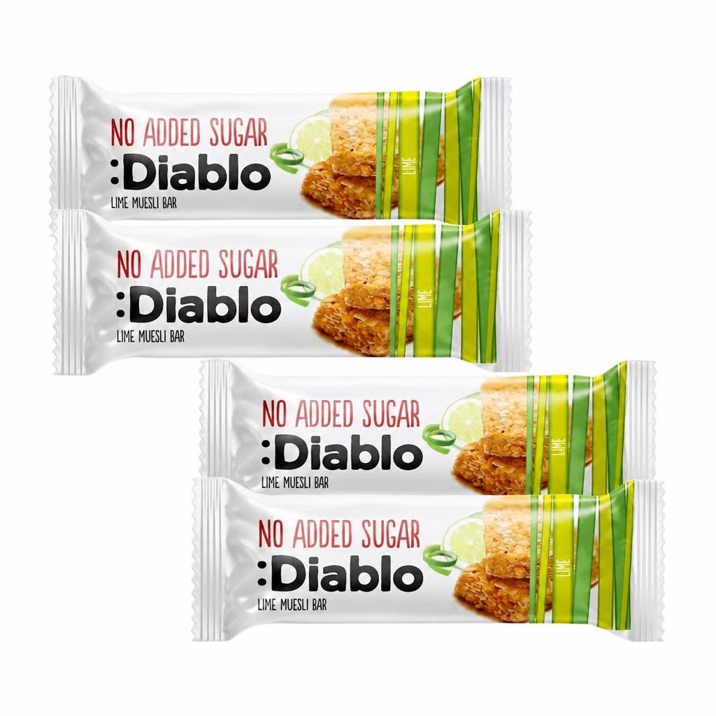 Diablo No Added Sugar Lime Muesli Bar 30g 4 Pack