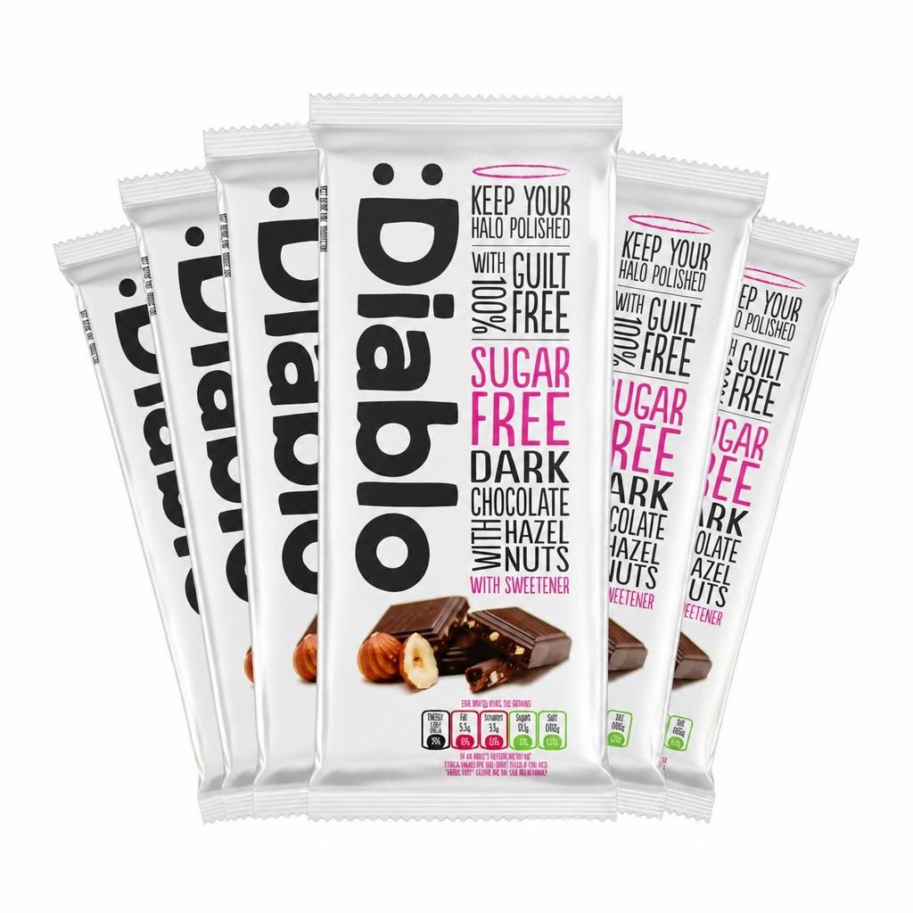 Diablo Sugar Free Dark Chocolate and Hazelnut Bar 85g 6 Pack