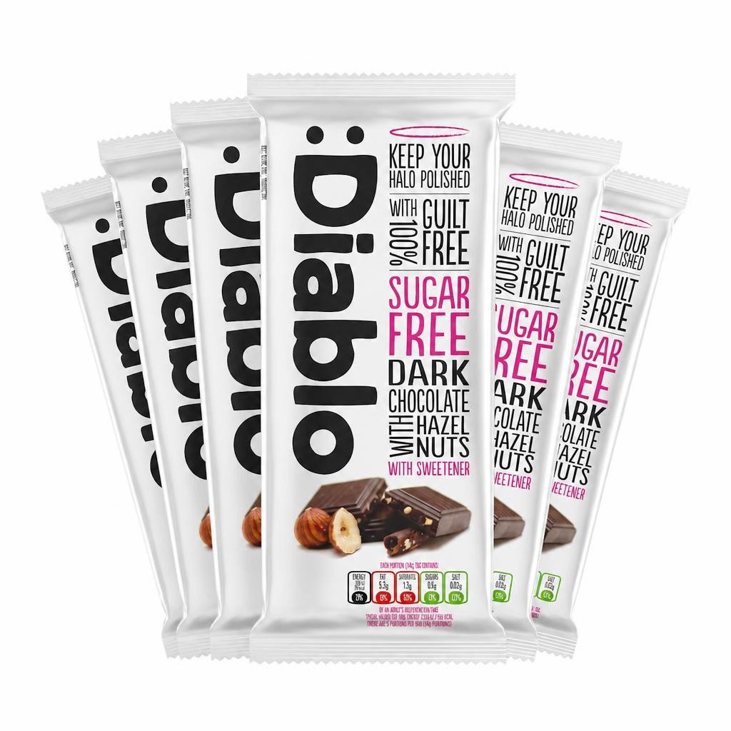 Diablo Sugar Free Dark Chocolate and Hazelnut Bar 85g 6 Pack