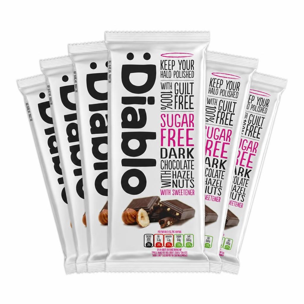 Diablo Sugar Free Dark Chocolate and Hazelnut Bar 85g 6 Pack