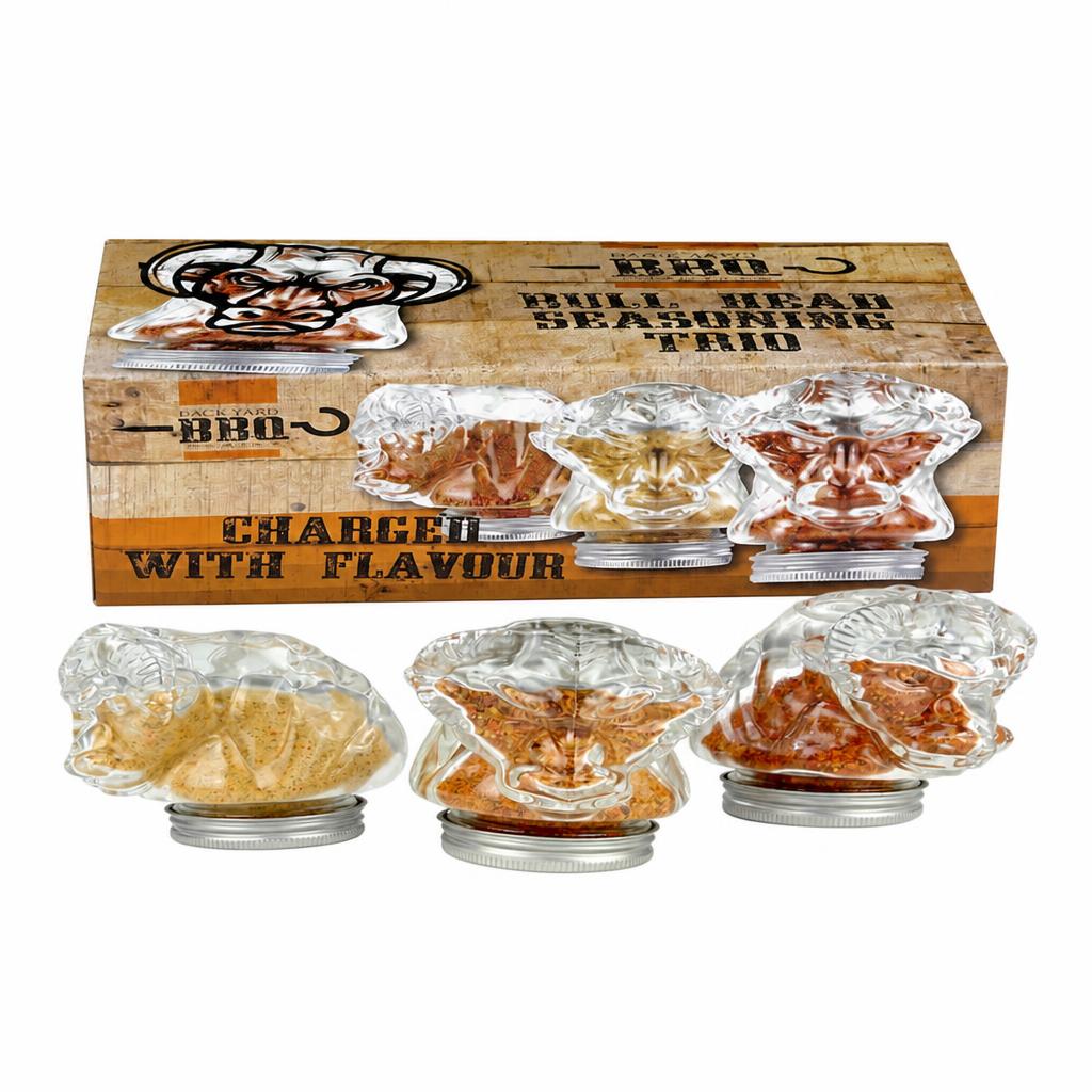 3 X Glass Bull Seasonings