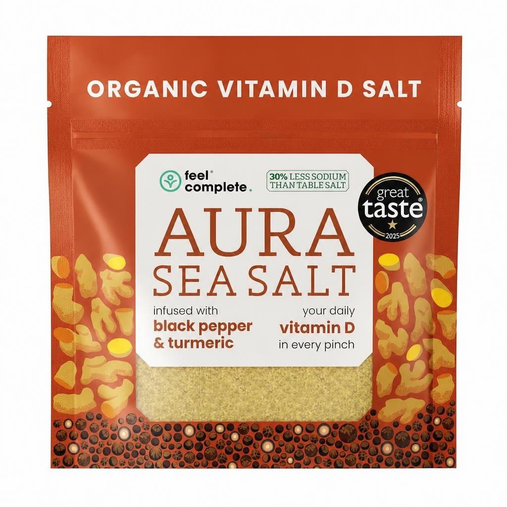 Feel Complete Aura Sea Salt - Organic Vitamin D Salt - Black Pepper & Turmeric 80g