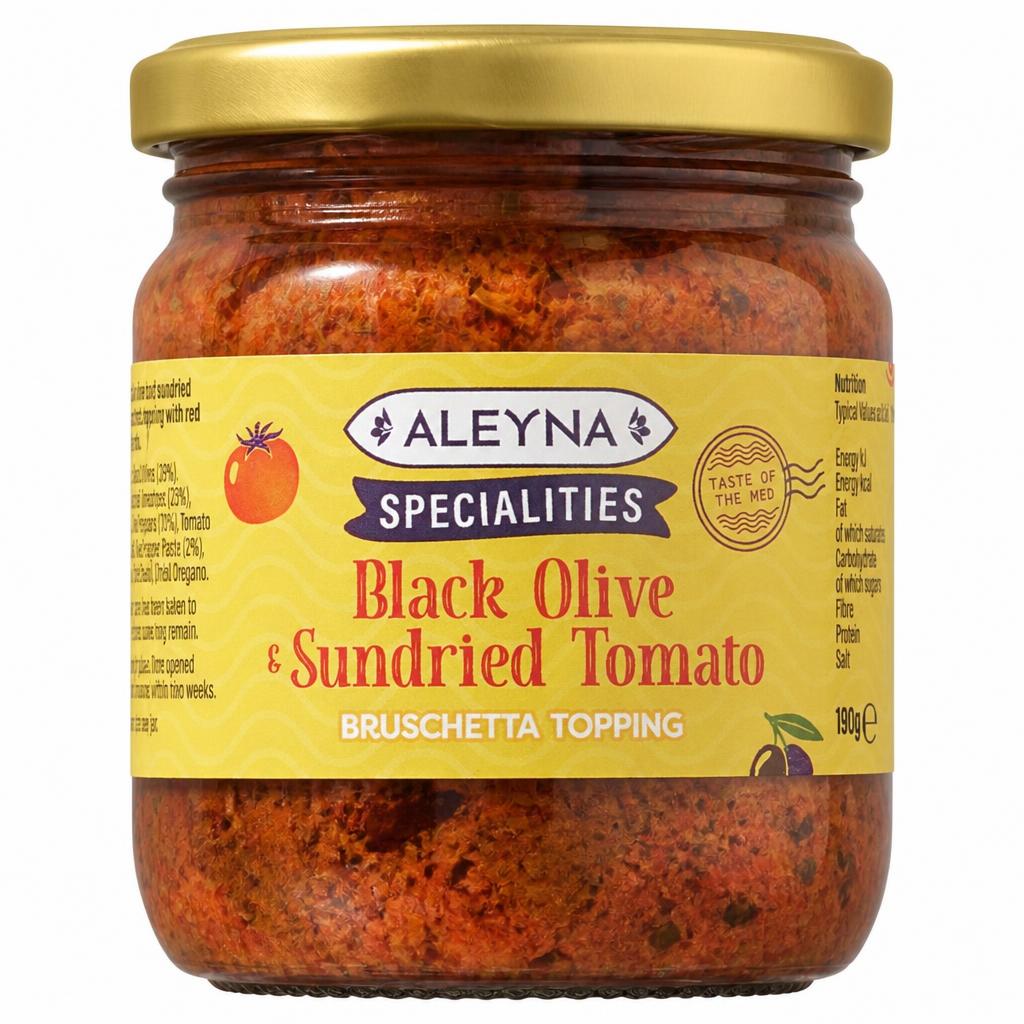 Aleyna Specialities Black Olive and Sundried Tomato Bruschetta Topping 190g