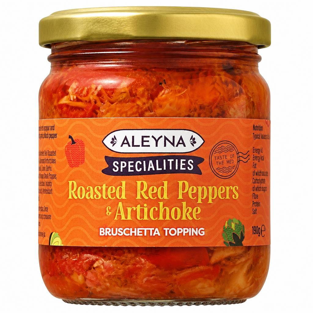 Aleyna Specialities Roasted Red Pepper and Artichoke Bruschetta Topping 190g
