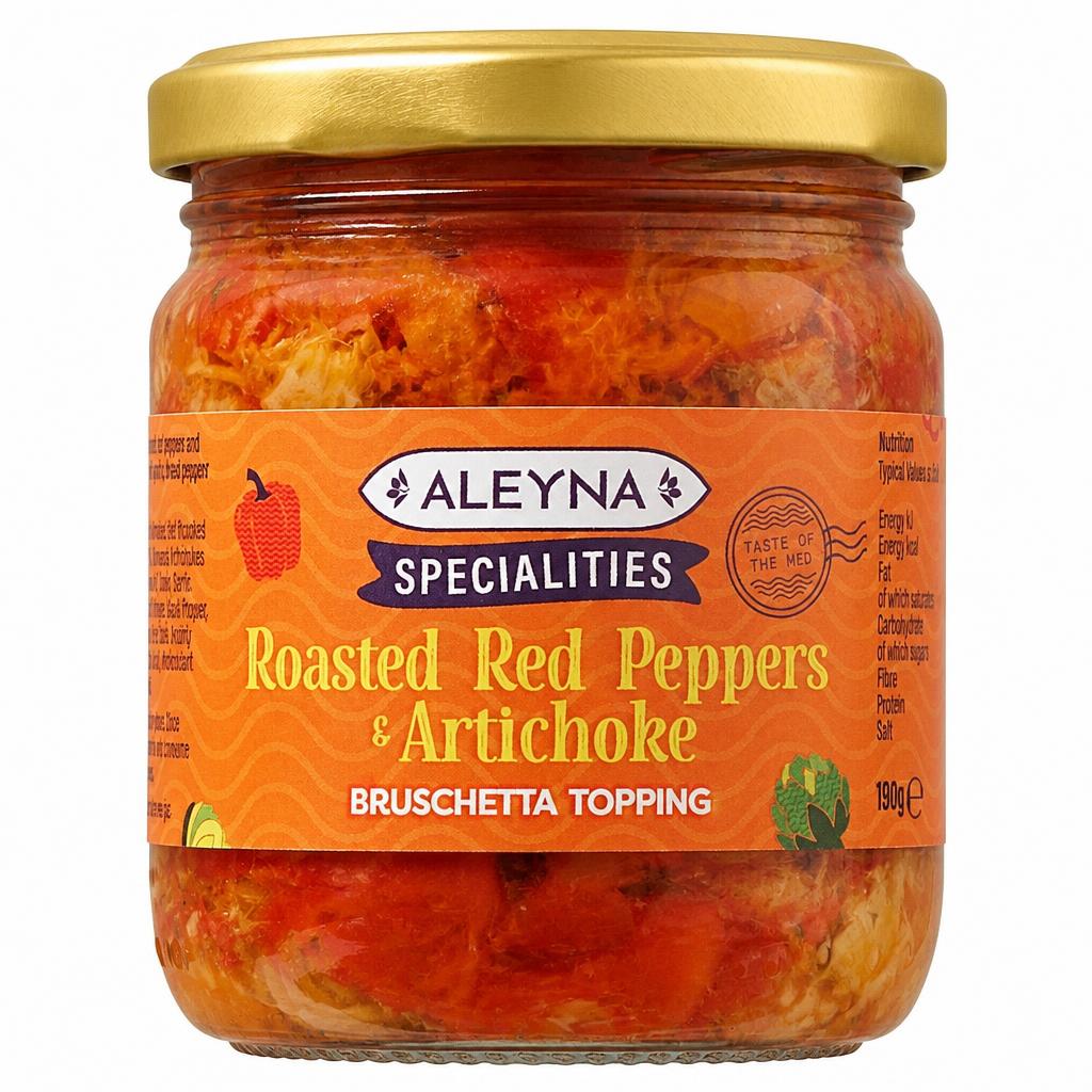 Aleyna Specialities Roasted Red Pepper and Artichoke Bruschetta Topping 190g