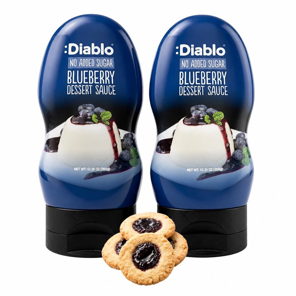 Diablo No Added Sugar Blueberry Dessert Sauce 350g Twin Pack