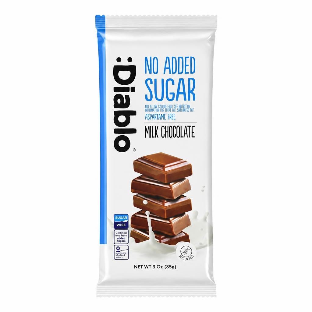 Diablo No Added Sugar Milk Chocolate Bar 85g