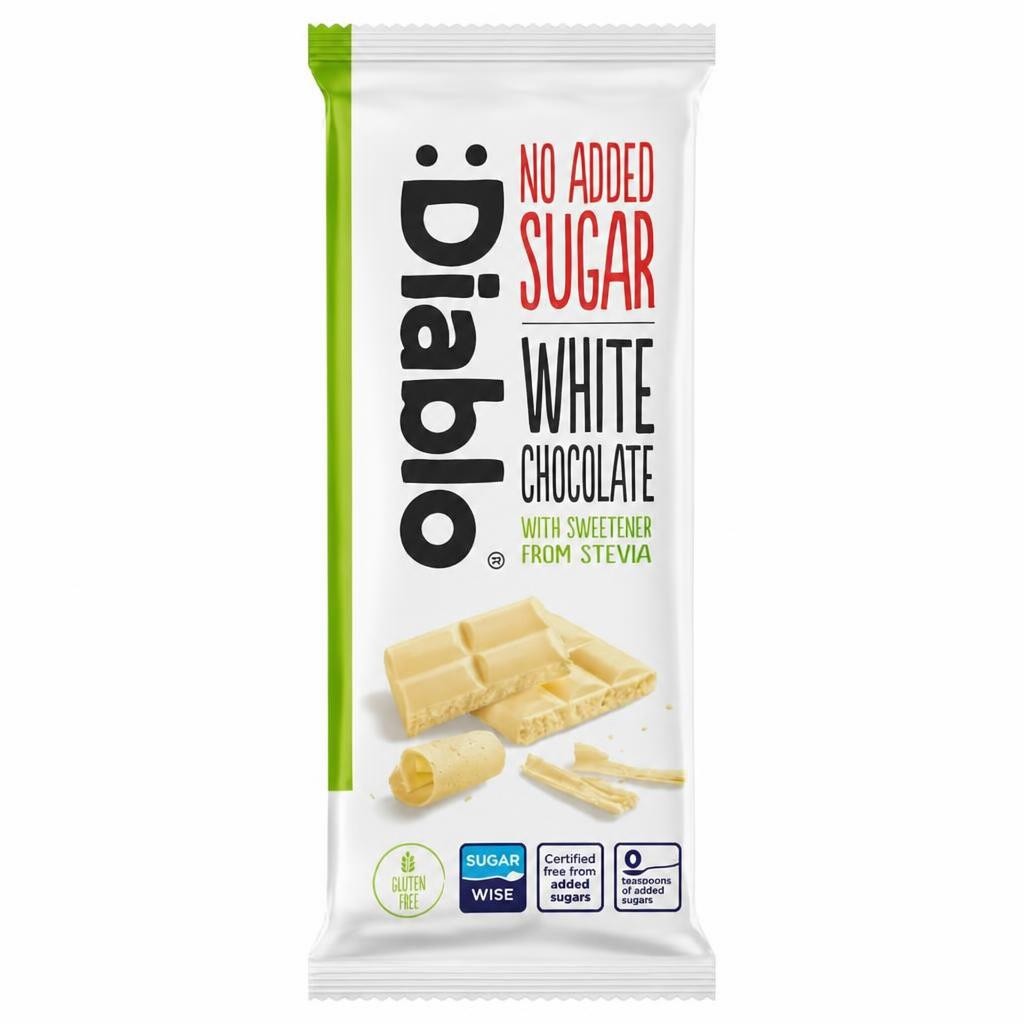Diablo No Added Sugar White Chocolate Bar 75g