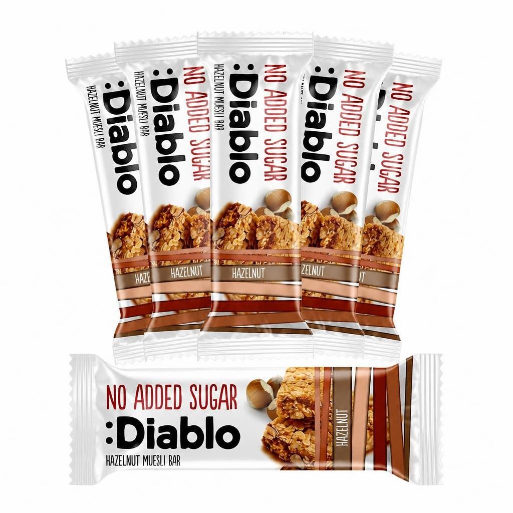 Diablo No Added Sugar Hazelnut Muesli Bar 30g 6 Pack