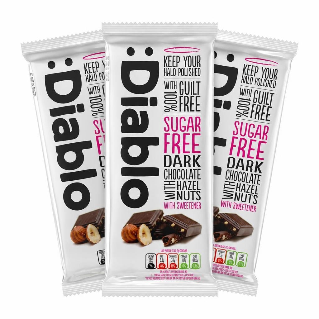 Diablo Sugar Free Dark Chocolate and Hazelnut Bar 85g 3 Pack