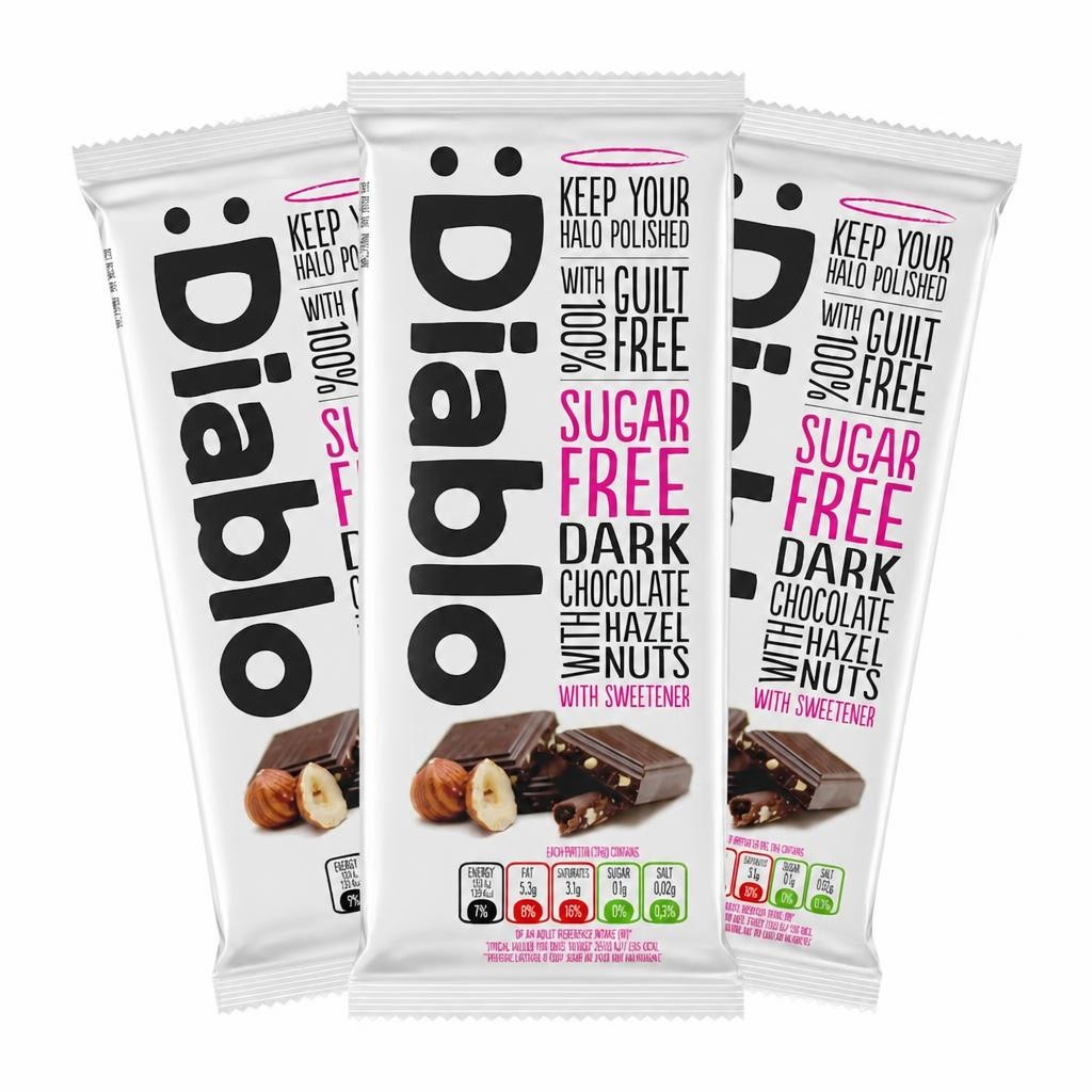 Diablo Sugar Free Dark Chocolate and Hazelnut Bar 85g 3 Pack