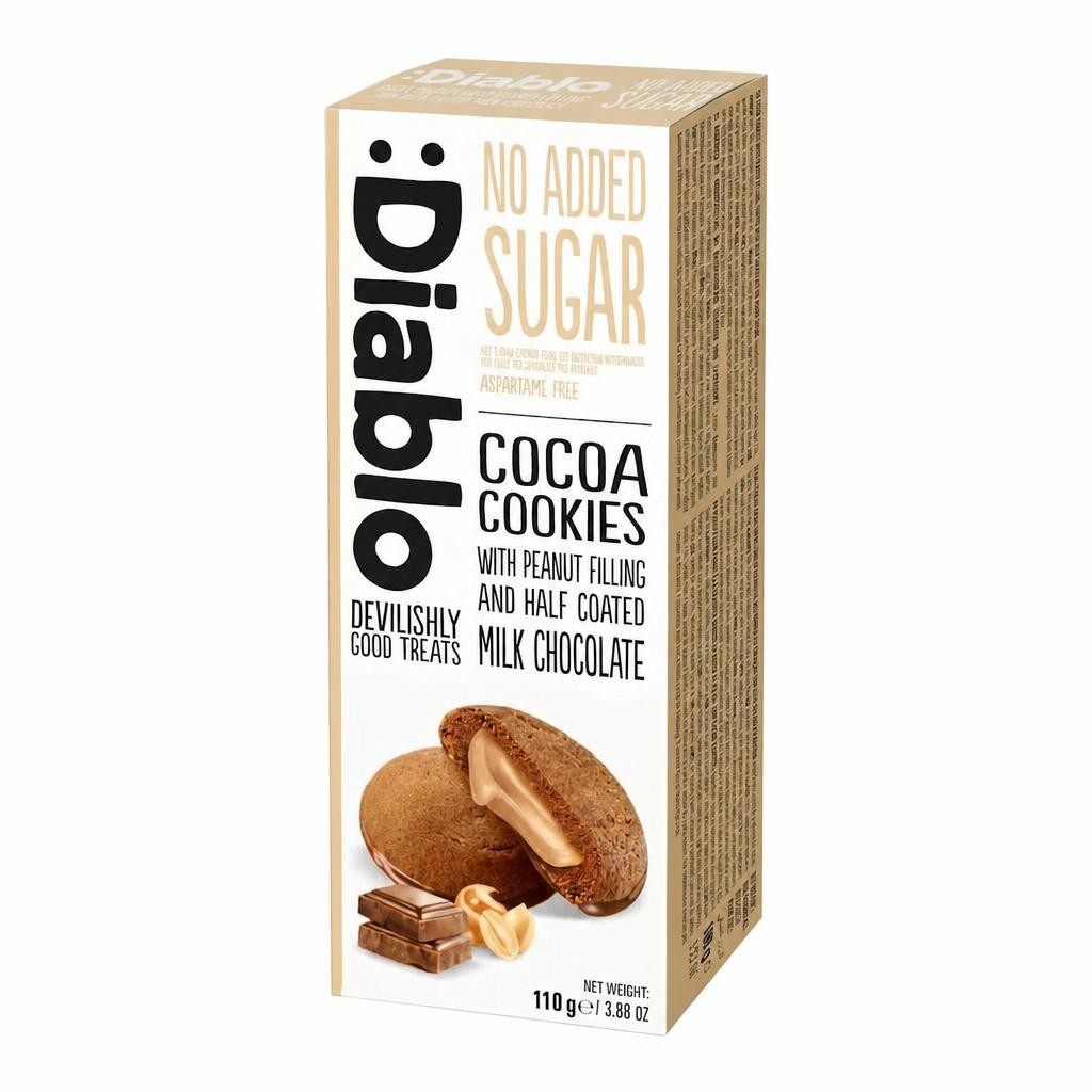 Diablo No Added Sugar Chocolate and Peanut Cocoa Cookies 110g