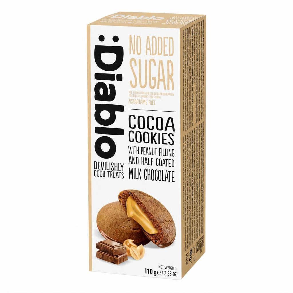 Diablo No Added Sugar Chocolate and Peanut Cocoa Cookies 110g