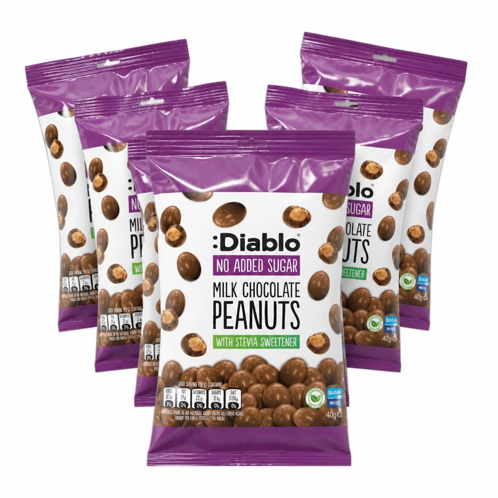 Diablo No Added Sugar Milk Chocolate Peanuts 40g 6 Pack