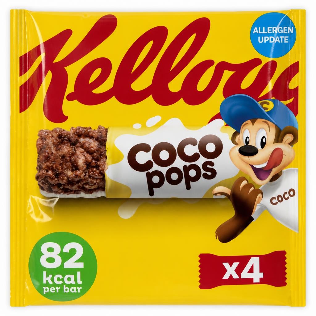 Kellogg's Coco Pops Chocolate Cereal Milk Snack Bars 4 x 20g