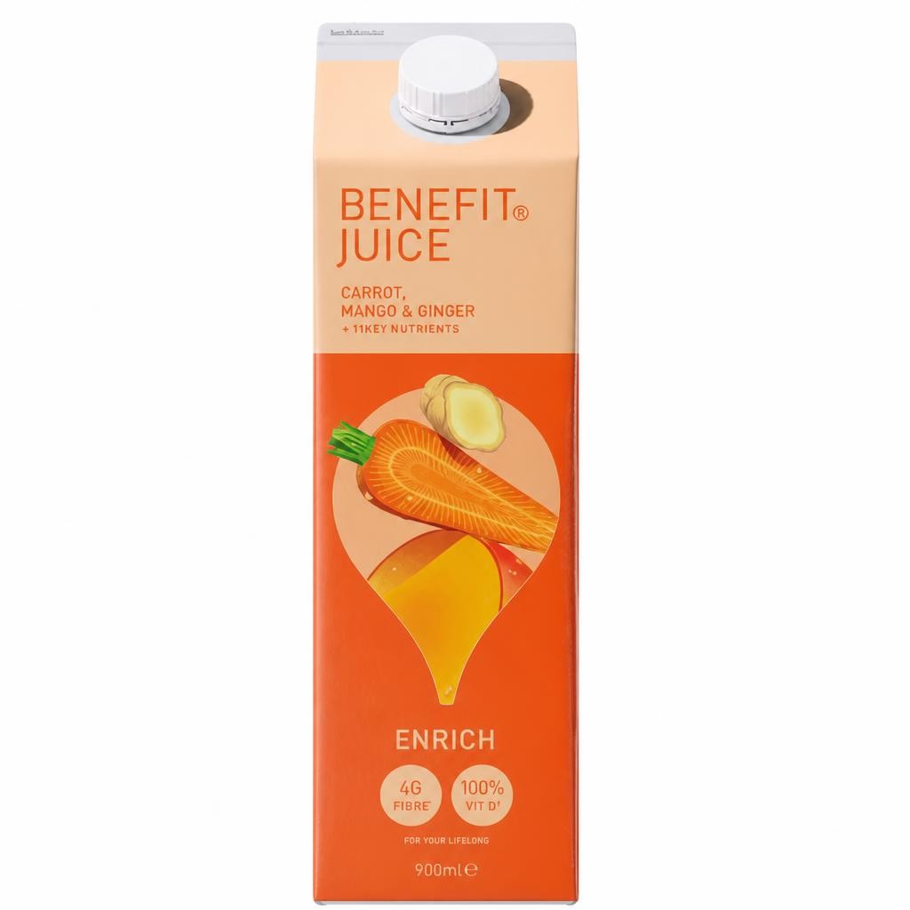 Benefit Juice 900ml Carrot, Mango & Ginger Juice + Fibre &