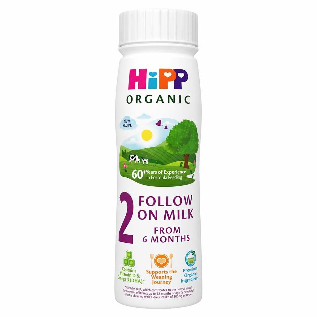 Hipp Organic 2 Follow On Baby Milk Ready To Feed Bottle 6 Month Plus 200Ml