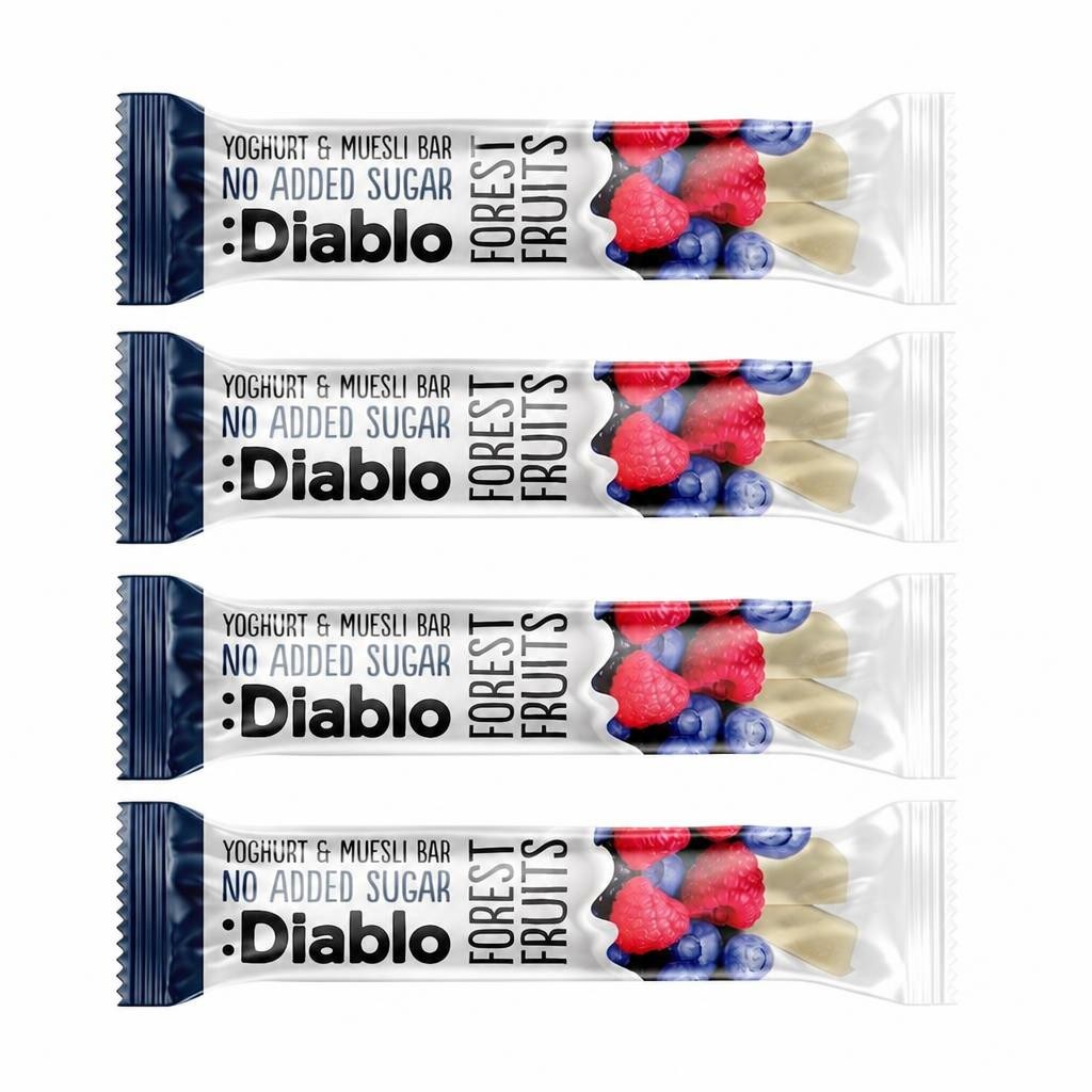 Diablo No Added Sugar Yoghurt and Forest Fruits Muesli Bar 30g 4 Pack