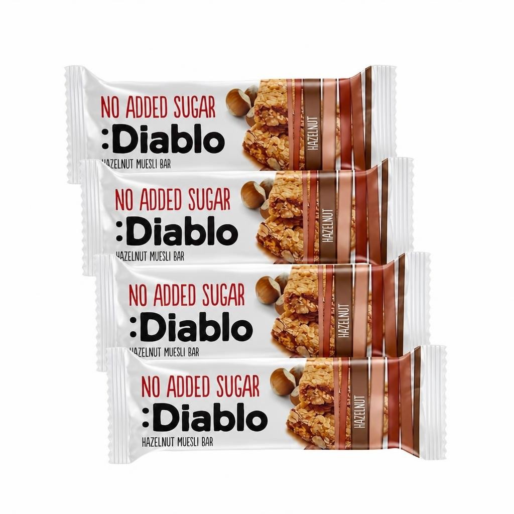 Diablo No Added Sugar Hazelnut Muesli Bar 30g 4 Pack