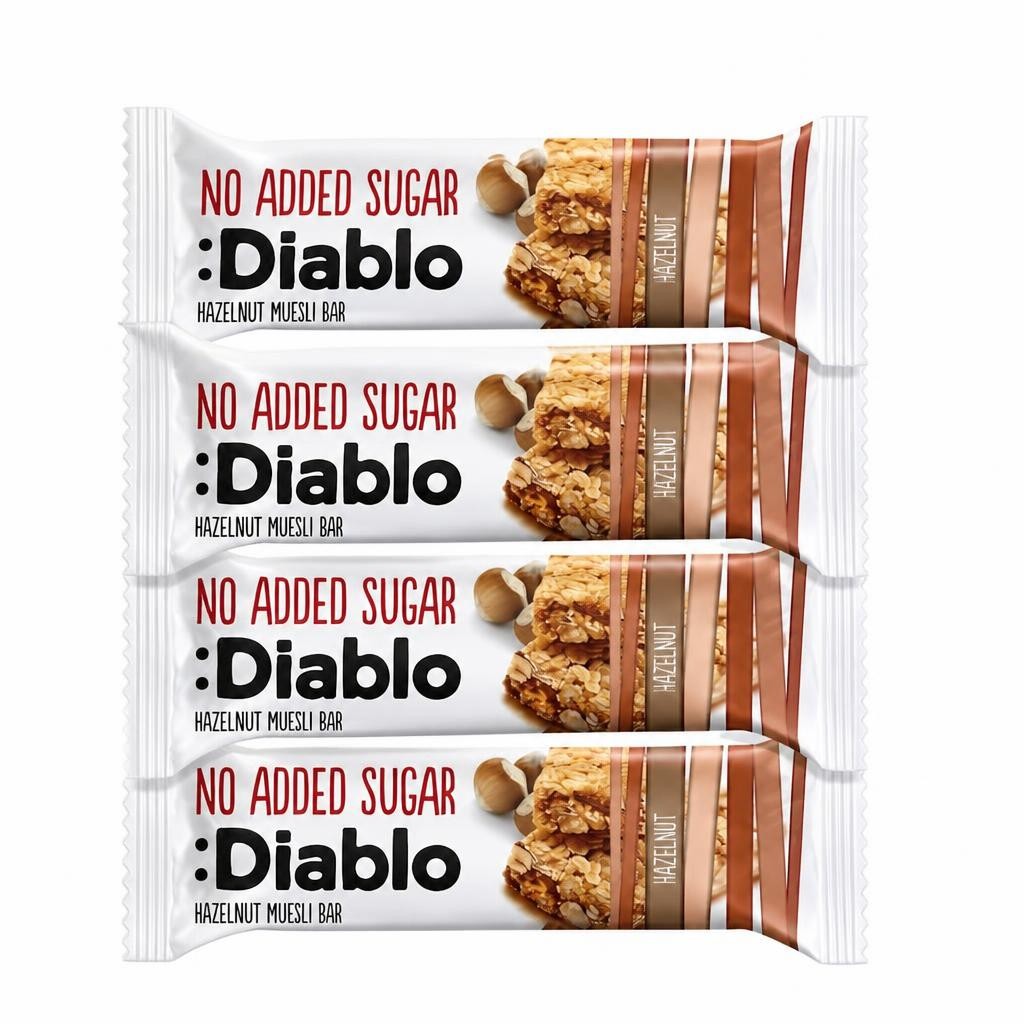 Diablo No Added Sugar Hazelnut Muesli Bar 30g 4 Pack