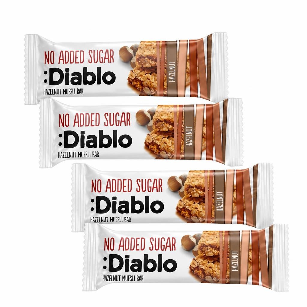 Diablo No Added Sugar Hazelnut Muesli Bar 30g 4 Pack