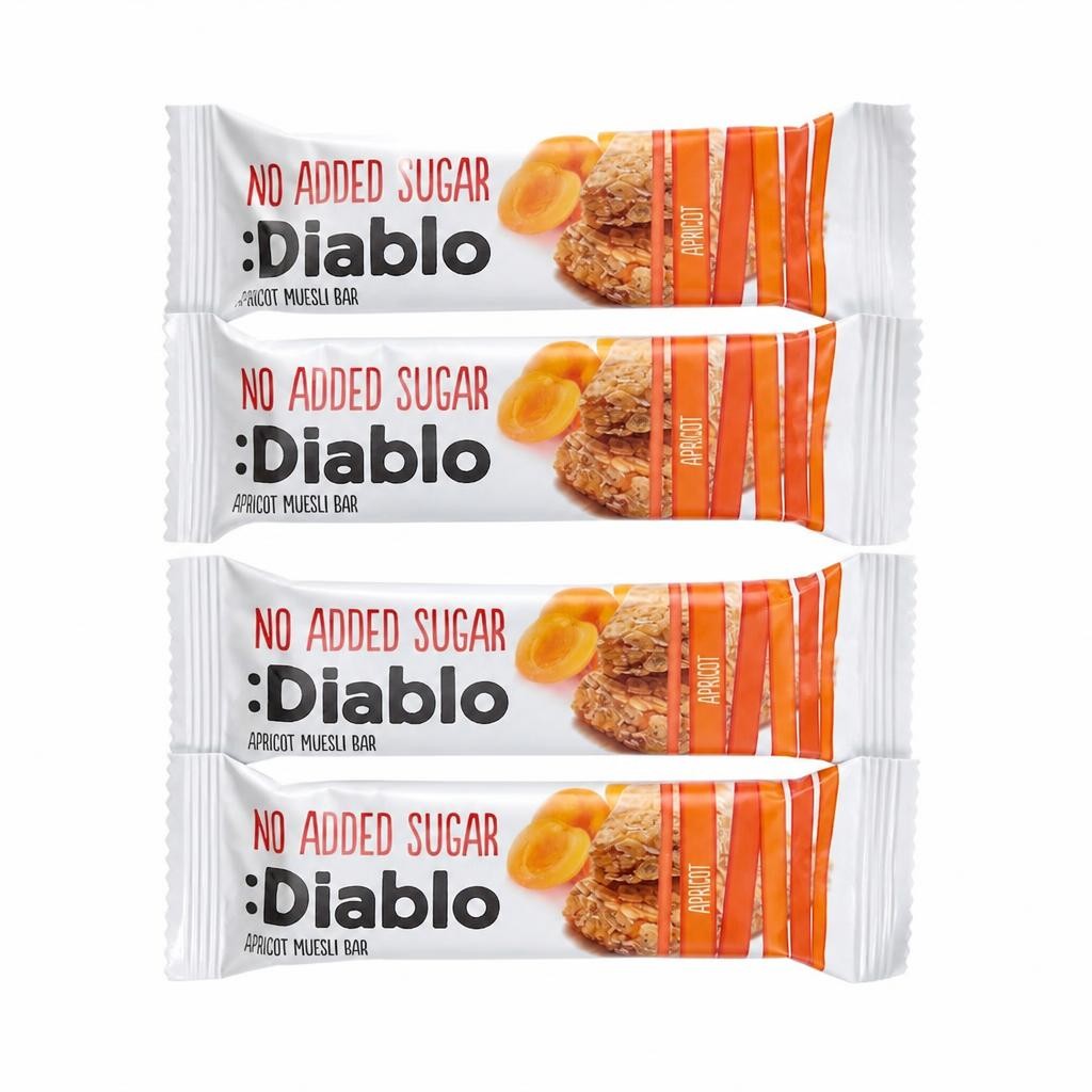 Diablo No Added Sugar Apricot Muesli Bar 30g 4 Pack