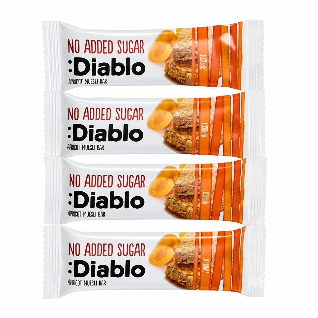 Diablo No Added Sugar Apricot Muesli Bar 30g 4 Pack