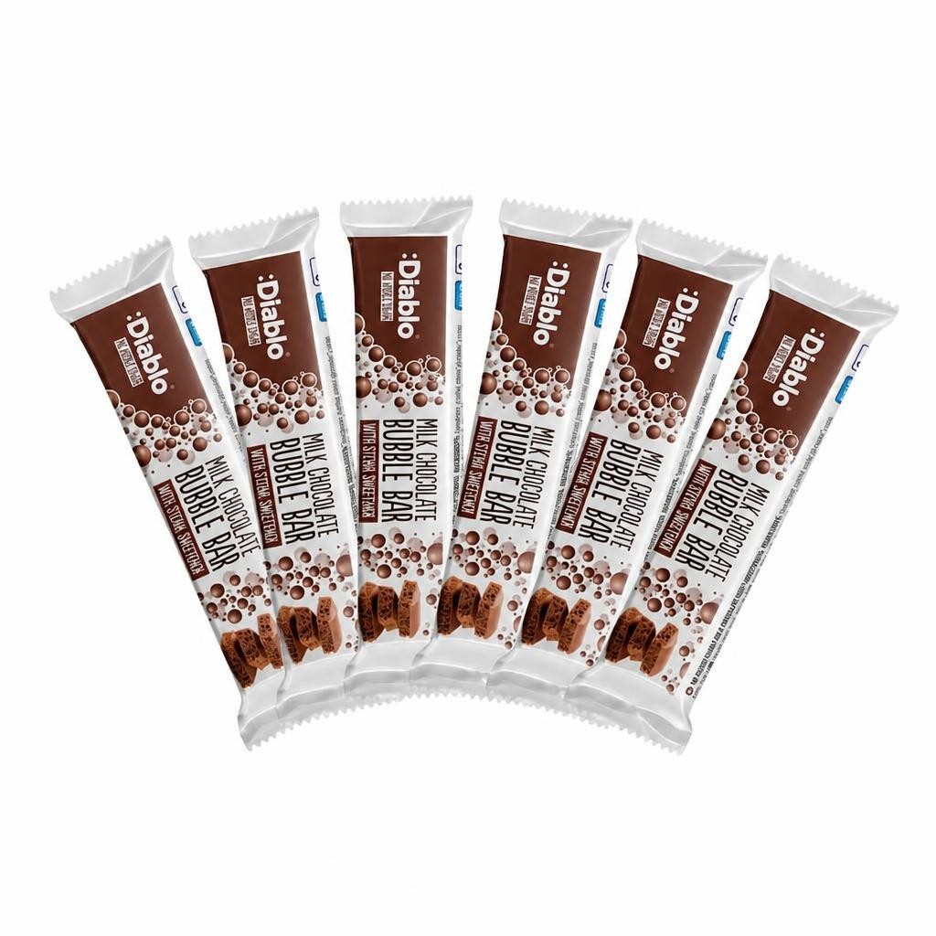 Diablo No Added Sugar Milk Chocolate Bubble Bar 30g 6 Pack