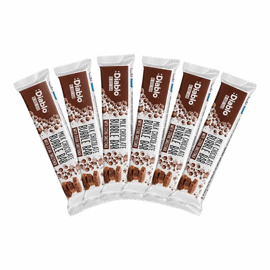 Diablo No Added Sugar Milk Chocolate Bubble Bar 30g 6 Pack