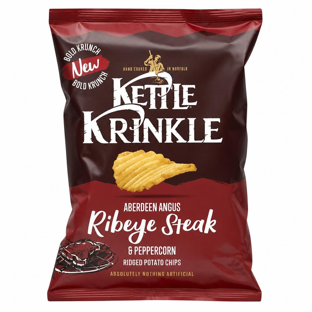 KETTLE Krinkle Aberdeen Angus Ribeye Steak & Peppercorn Chips 40g