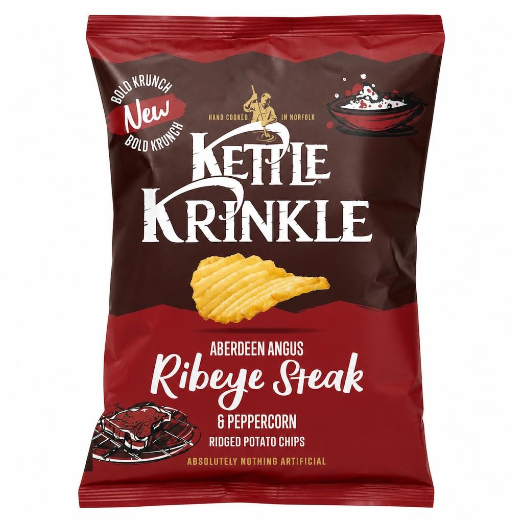 KETTLE Krinkle Aberdeen Angus Ribeye Steak & Peppercorn Chips 40g