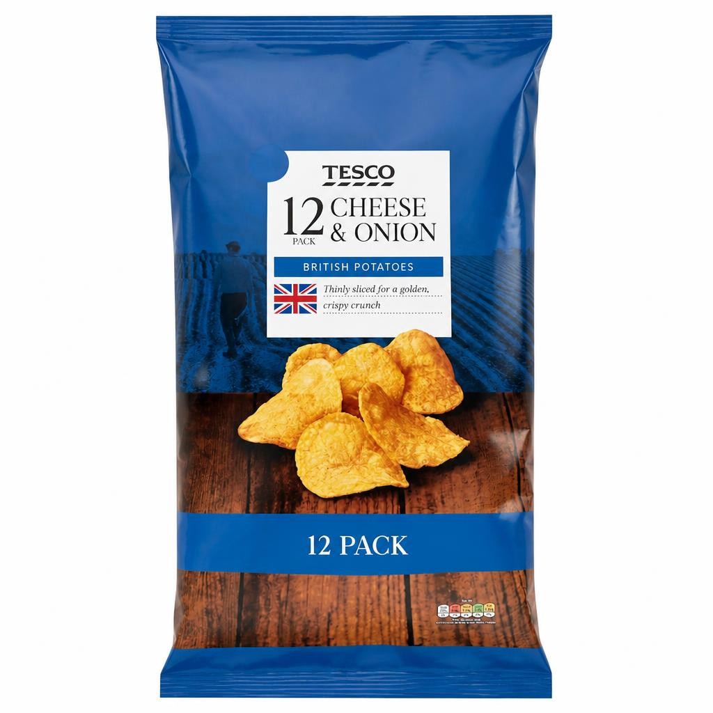 Tesco Cheese & Onion Crisps 12 x 25g