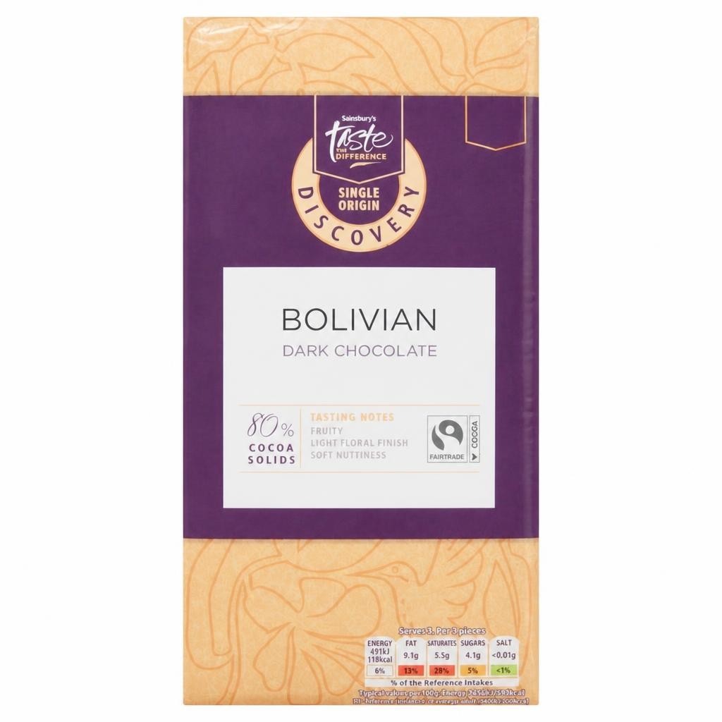 Sainsbury's Discovery 100g Bolivian Dark Chocolate Bar, Taste The Difference