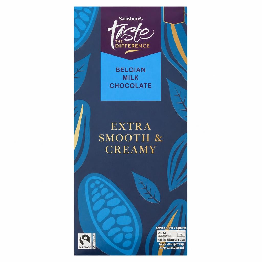 Sainsbury's 100g Belgian Milk Chocolate Extra Smooth & Creamy Chocolate Bar, Taste the Difference