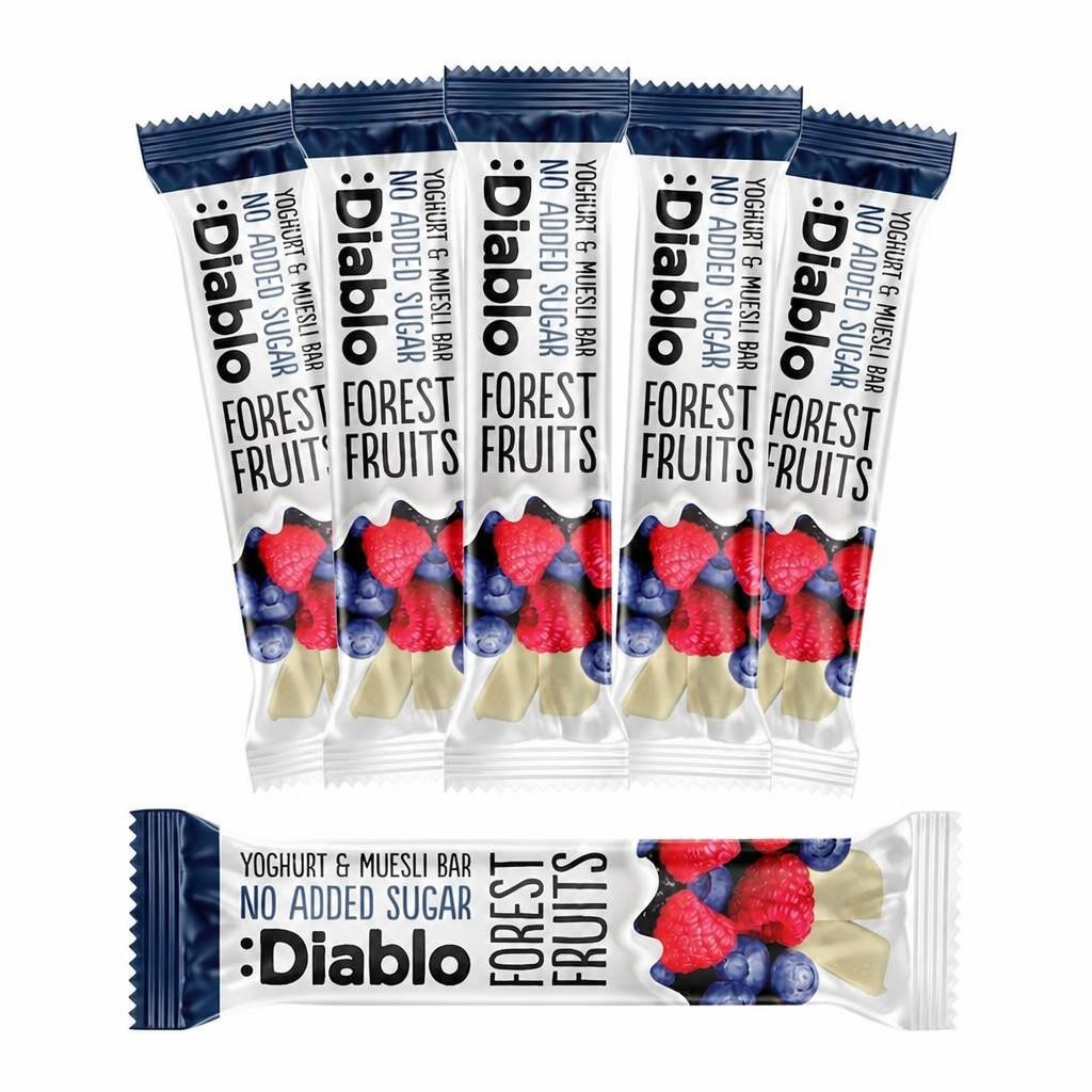 Diablo No Added Sugar Yoghurt and Forest Fruits Muesli Bar 30g 6 Pack