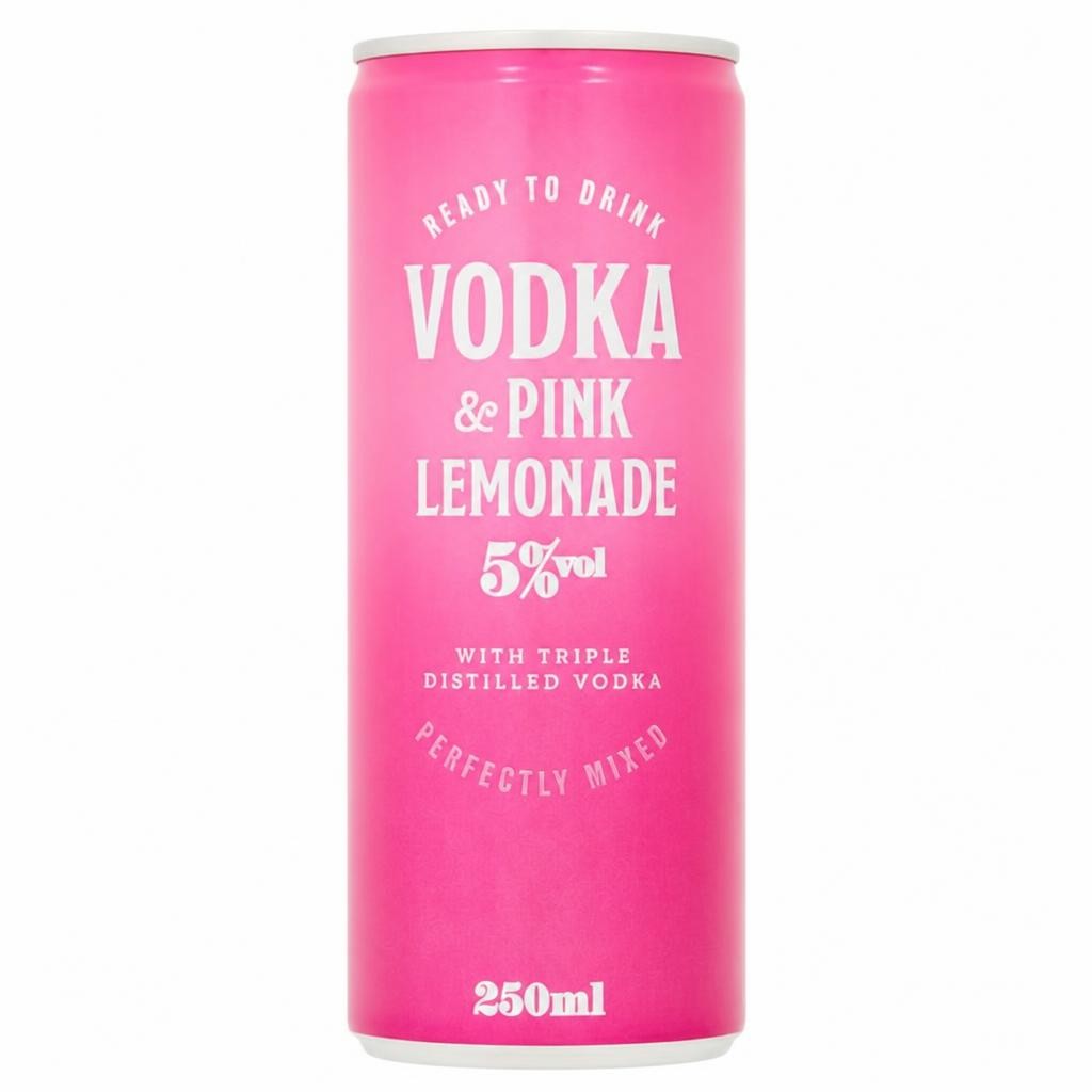 Sainsbury's 250ml Vodka & Pink Lemonade Can