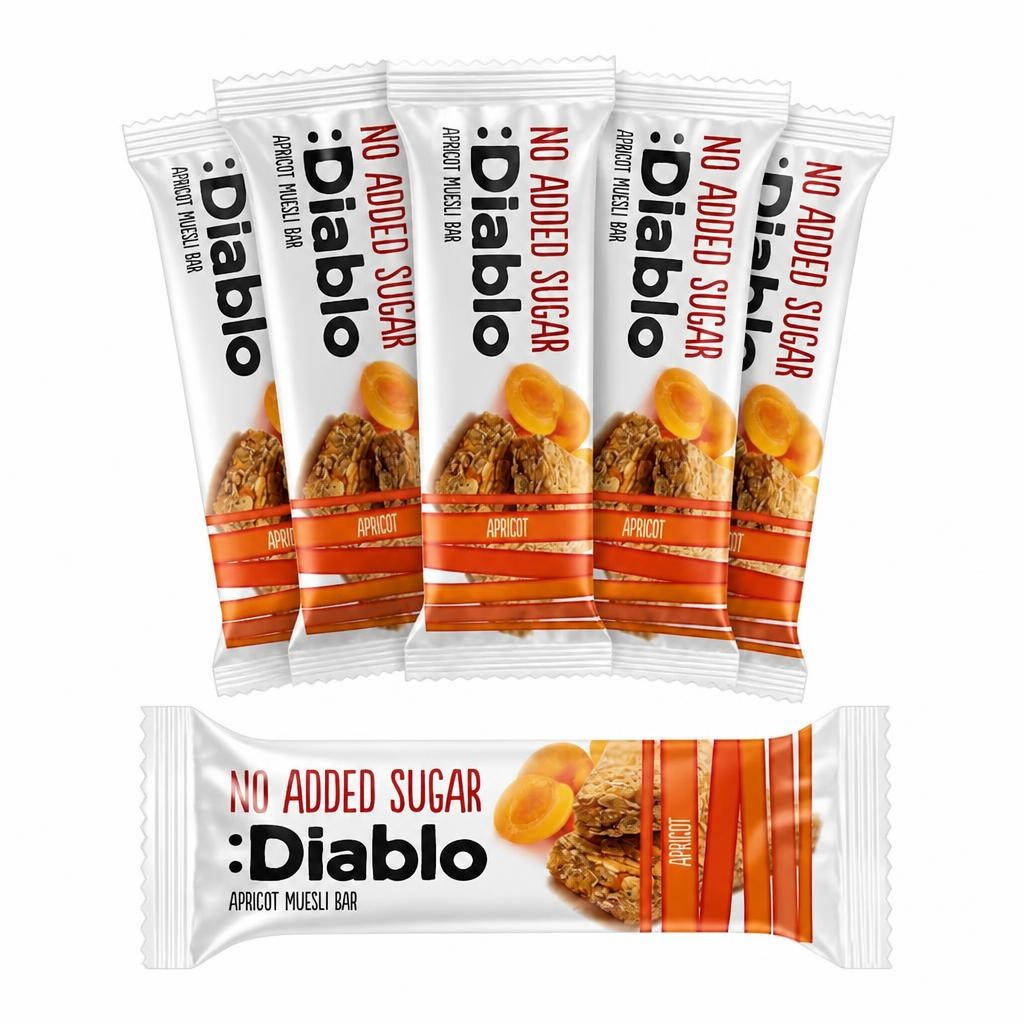 Diablo No Added Sugar Apricot Muesli Bar 30g 6 Pack