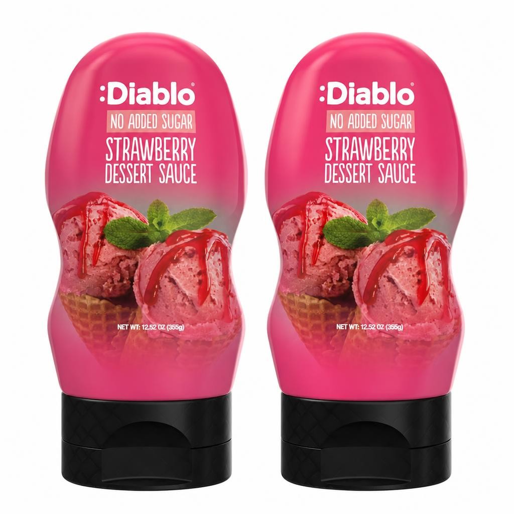 Diablo No Added Sugar Strawberry Dessert Sauce 355g Twin Pack