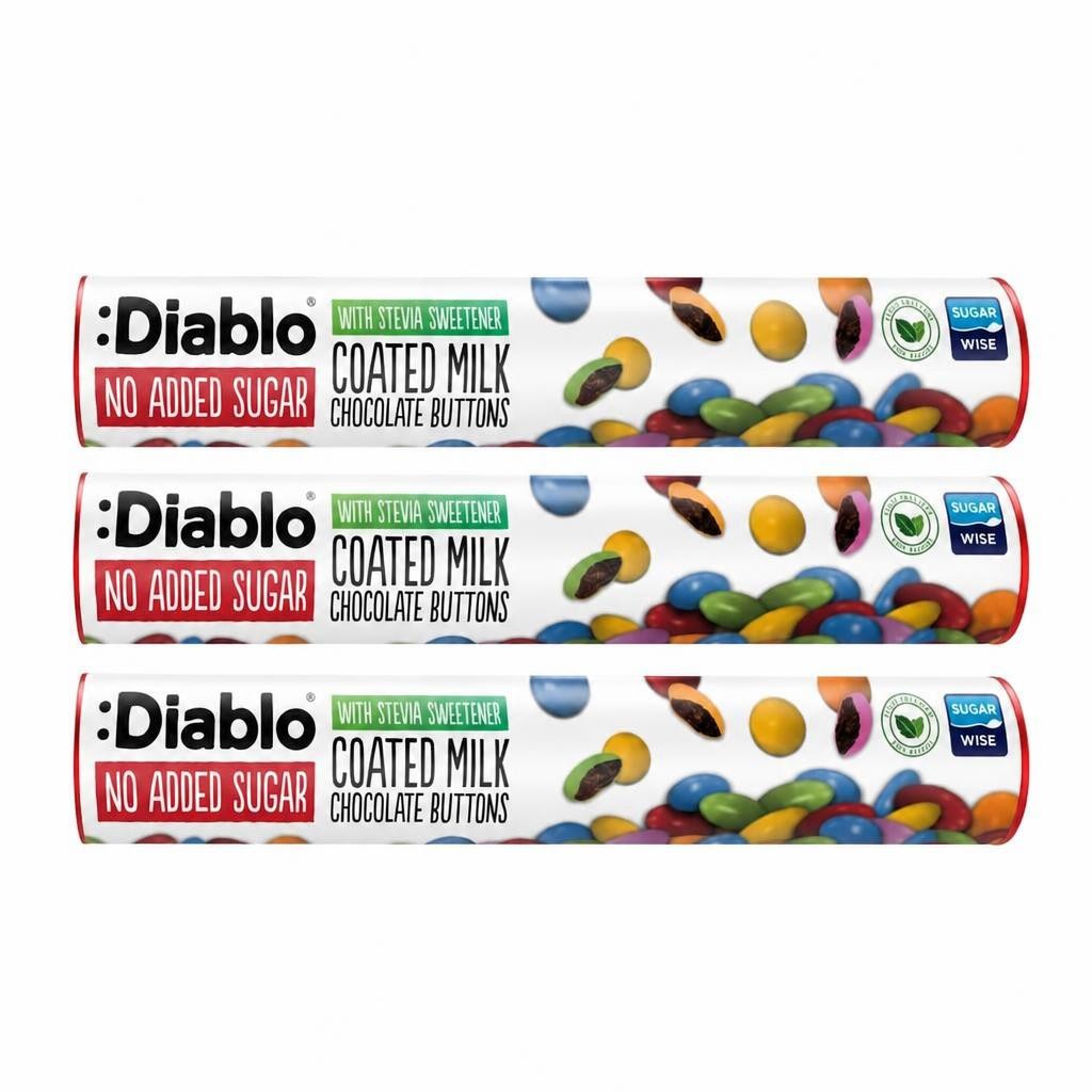 Diablo No Added Sugar Milk Chocolate Buttons 22g 3 Pack