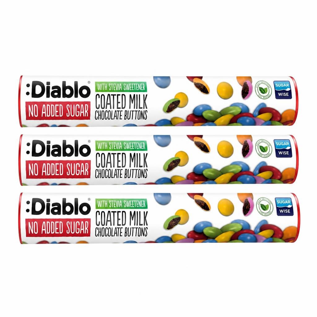 Diablo No Added Sugar Milk Chocolate Buttons 22g 3 Pack