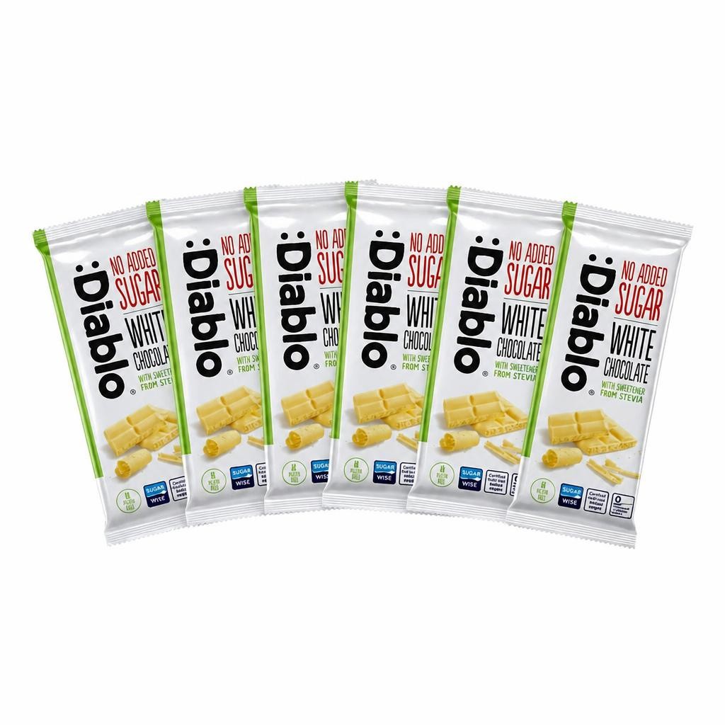 Diablo No Added Sugar White Chocolate Bar 75g 6 Pack