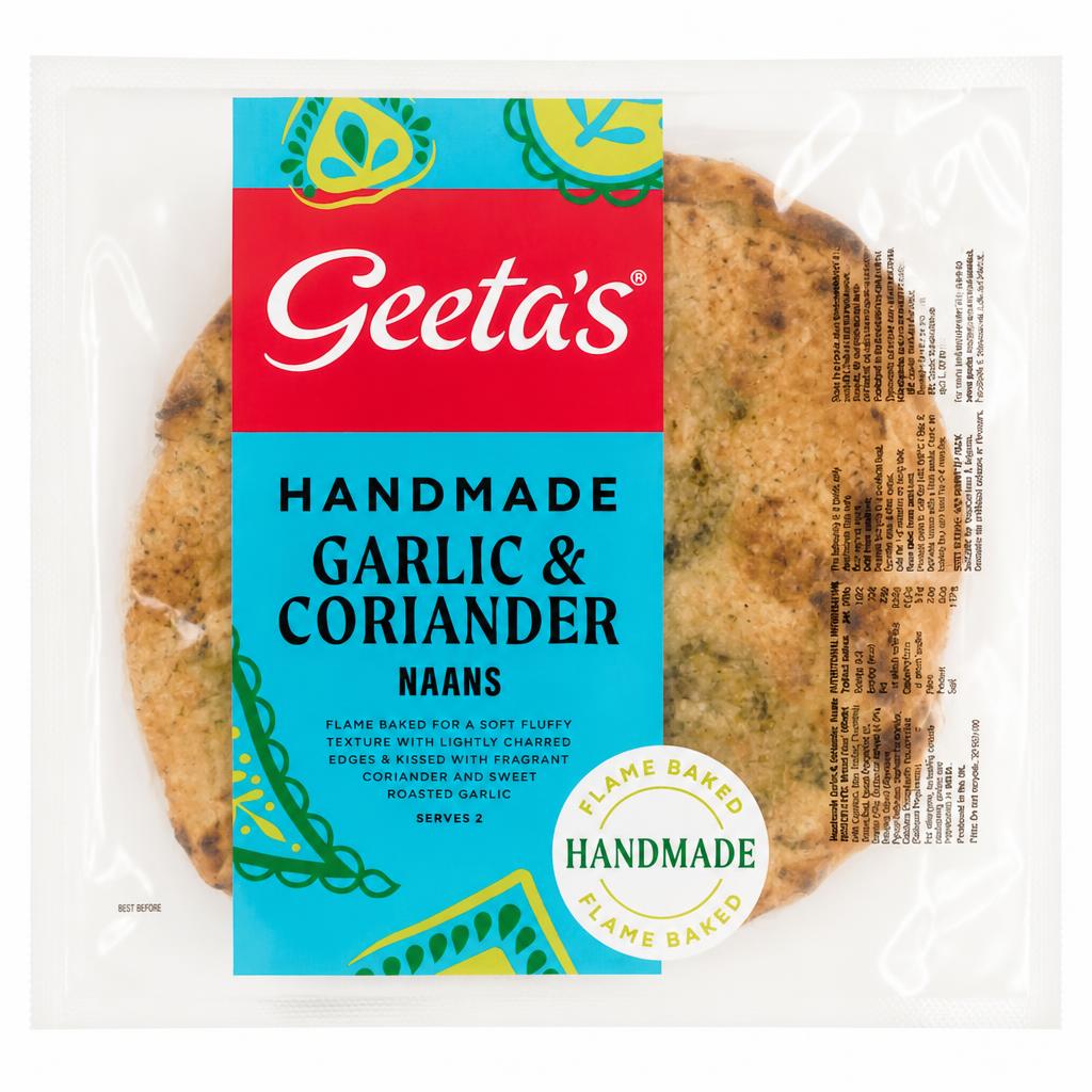 Geeta's Handmade Garlic & Coriander Naan Breads 270g