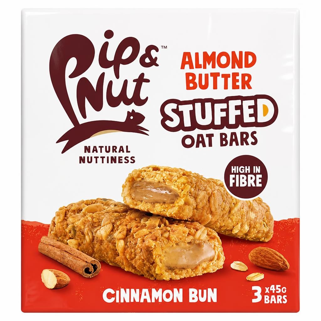 Pip & Nut Almond Butter Stuffed Cinnamon Bun Oat Bars