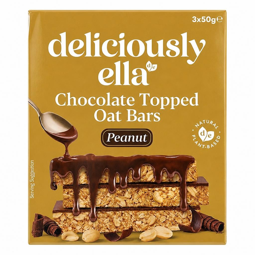 Deliciously Ella Peanut Chocolate Topped Oat Bars